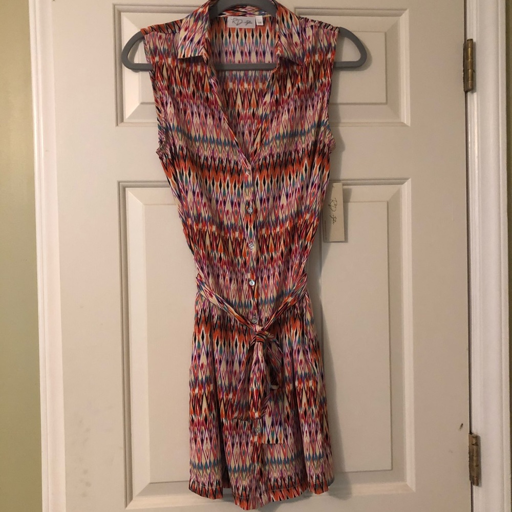 NWT RD Style Multicolor Button Down Shift Dress